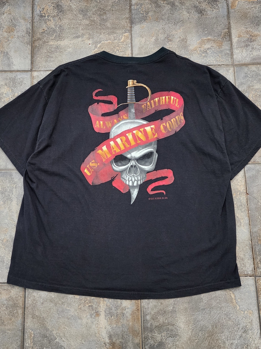 Vintage Y2K United States Marines Corps Men's 3XL US Military Skull T Shirt